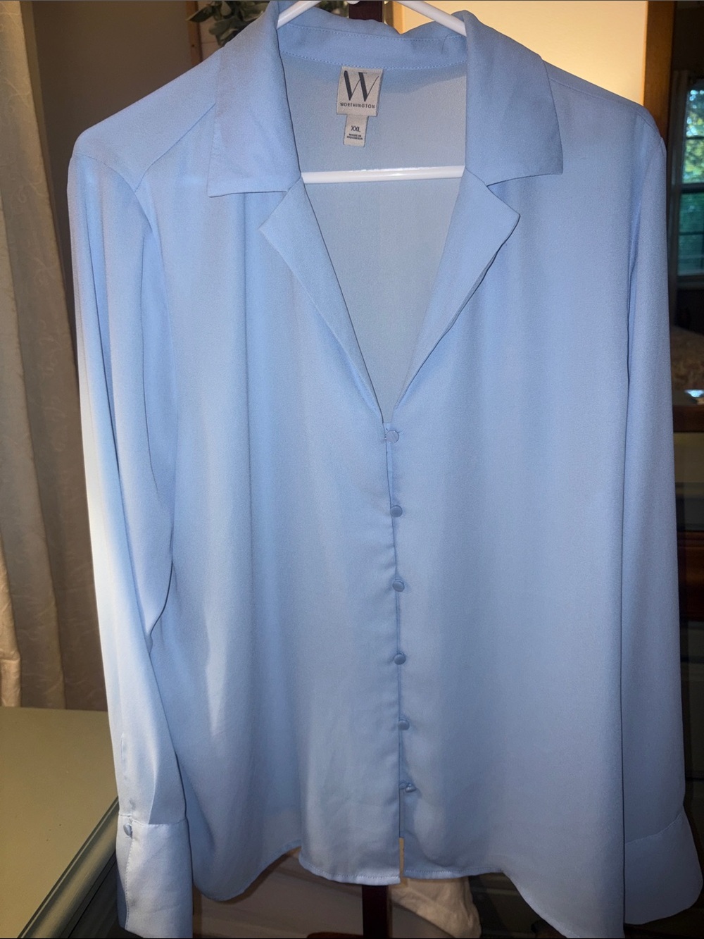 Worthington Pale Blue Long Sleeve Button-Up Shirt